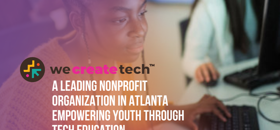 Student at computer with We Create Tech logo and title overlay